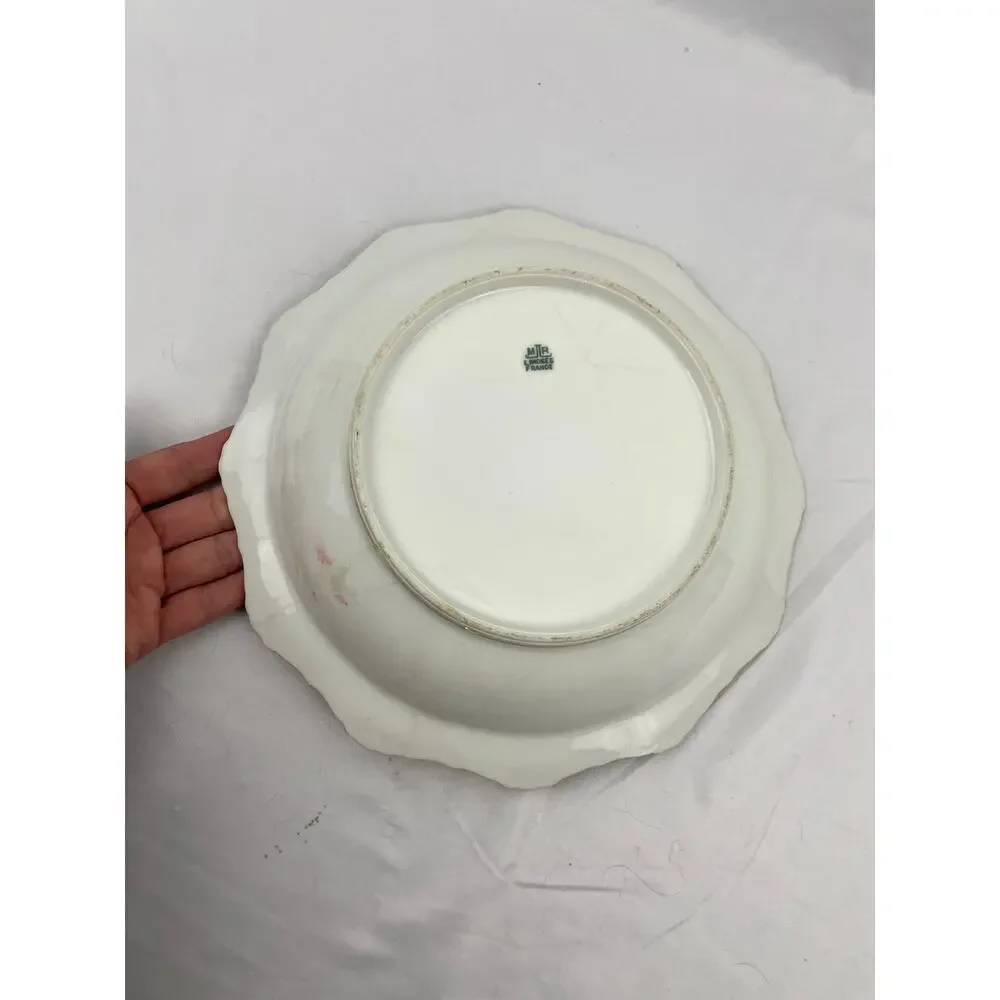 Antique Limoges Bowl France Handpainted Pink Roses Gold Accent Artist Signed VTG - Picture 12 of 15